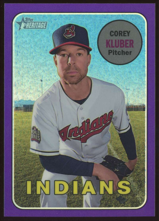 2018 Topps Heritage Chrome Purple Refractor Corey Kluber 