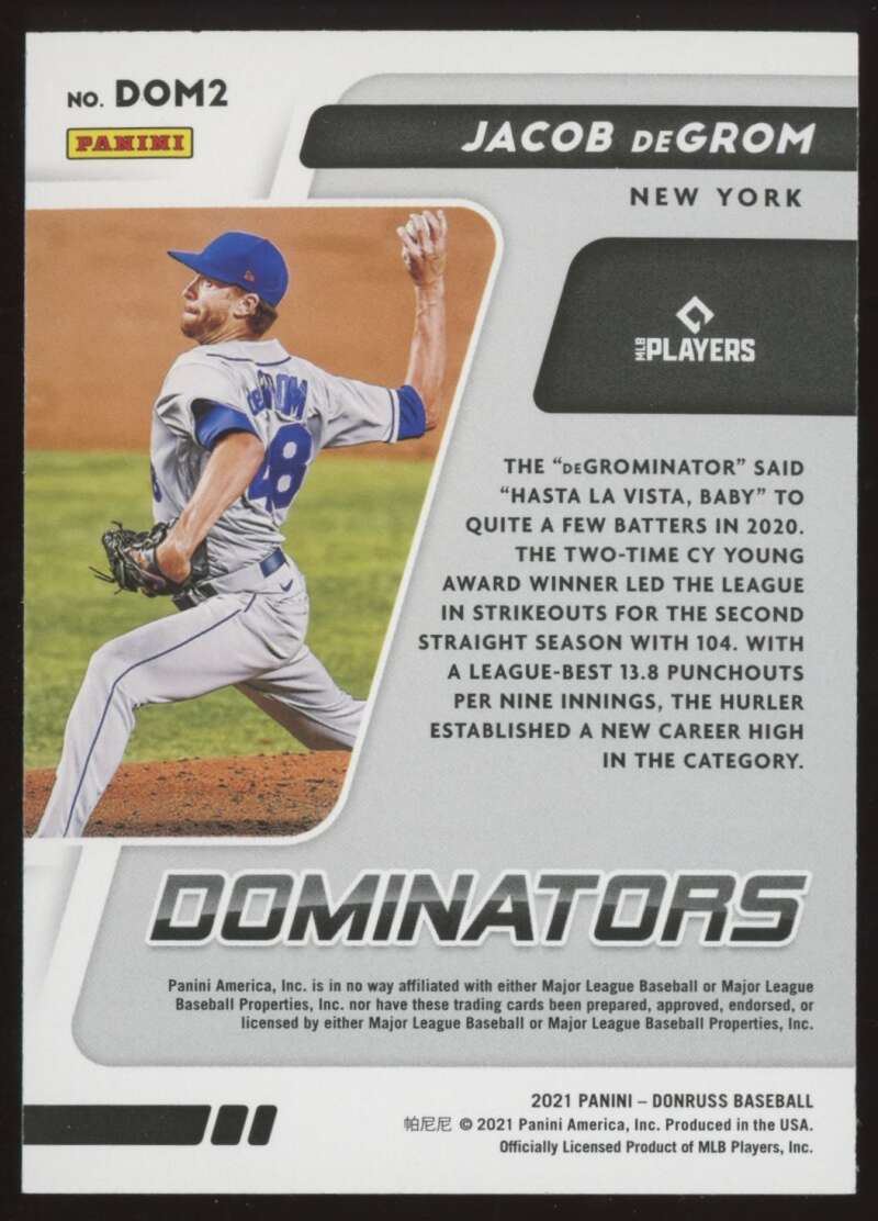 Load image into Gallery viewer, 2021 Donruss Dominators Diamond Jacob deGrom #DOM2 Short Print SP Image 2
