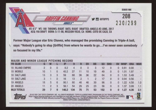 2021 Topps Orange Ice Griffin Canning 