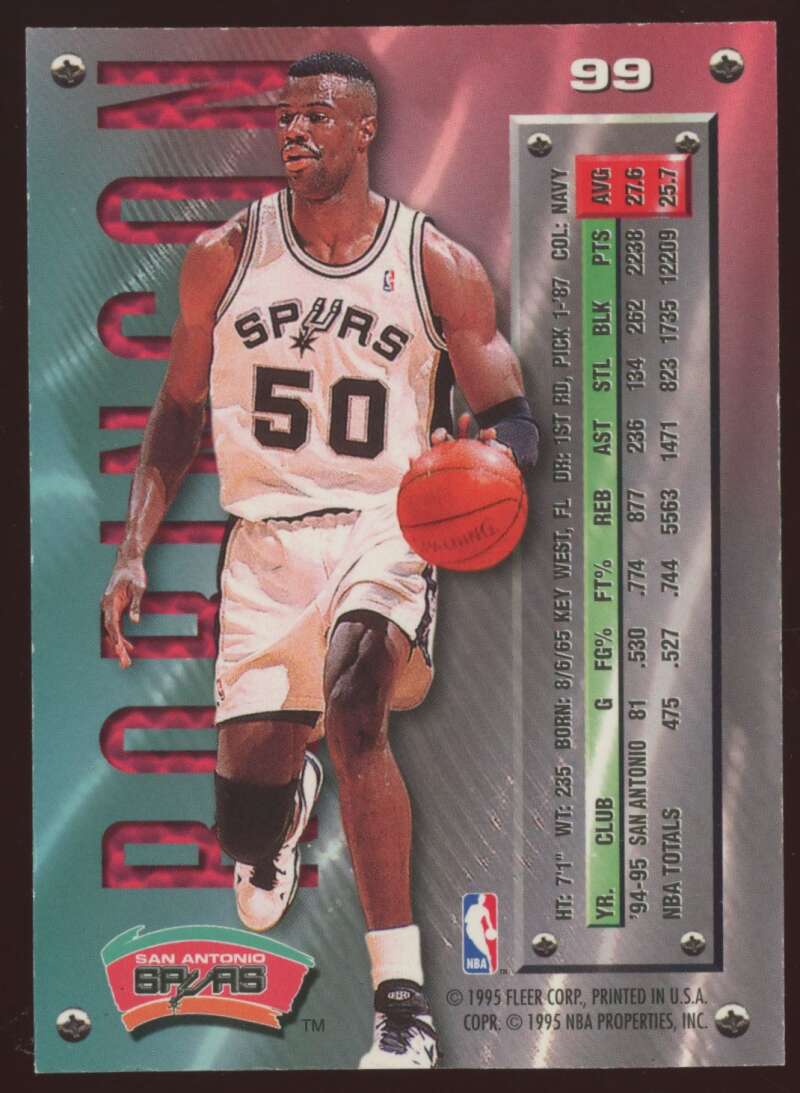 Load image into Gallery viewer, 1995-96 Fleer Metal Silver Spotlight David Robinson #99 Short Print SP Image 2
