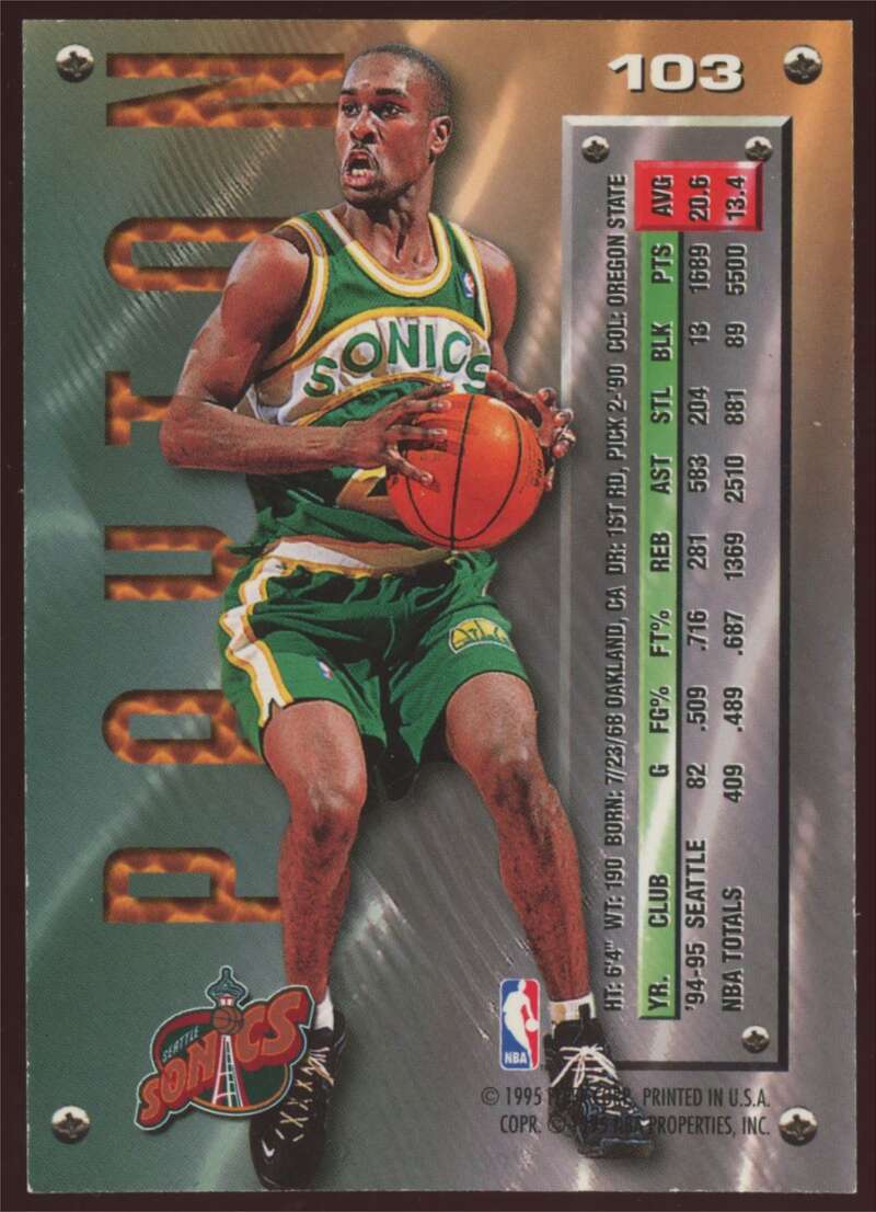 Load image into Gallery viewer, 1995-96 Fleer Metal Silver Spotlight Gary Payton #103 Short Print SP Image 2
