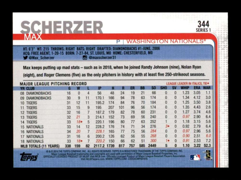 Load image into Gallery viewer, 2019 Topps 150th Anniversary Max Scherzer #344 Short Print SP Image 2
