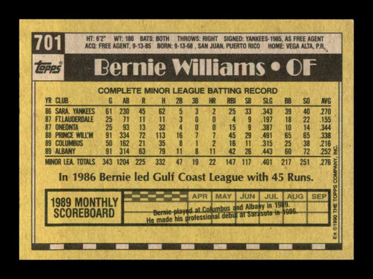 1990 Topps Bernie Williams