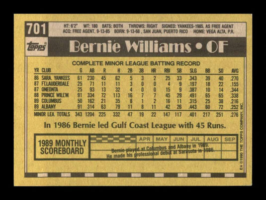 1990 Topps Bernie Williams