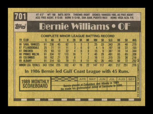 1990 Topps Bernie Williams 