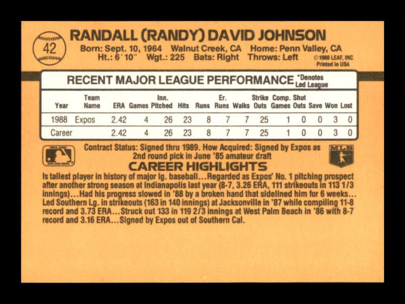 Load image into Gallery viewer, 1989 Donruss Randy Johnson #42 Rookie RC Image 2
