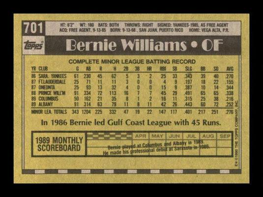 1990 Topps Bernie Williams