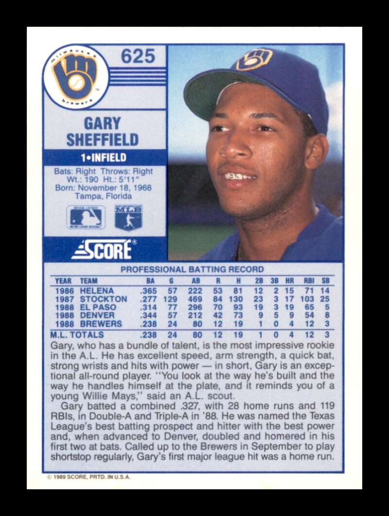 Load image into Gallery viewer, 1989 Score Gary Sheffield #625 Rookie RC Image 2
