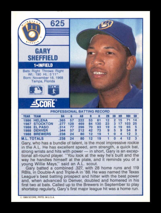 1989 Score Gary Sheffield 