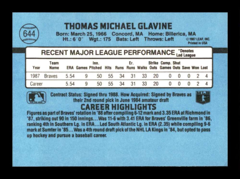 Load image into Gallery viewer, 1988 Donruss Tom Glavine #644 Rookie RC Image 2
