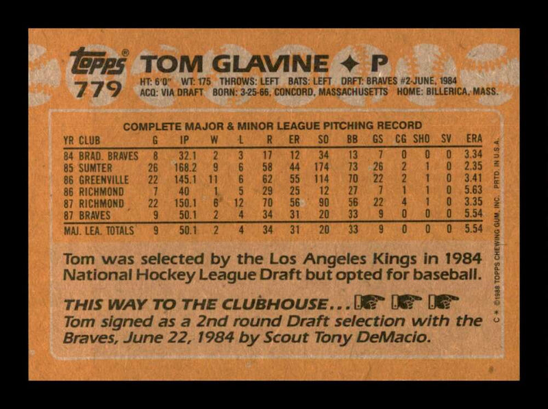 Load image into Gallery viewer, 1988 Topps Tom Glavine #779 Rookie RC Image 2
