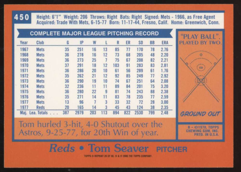 Load image into Gallery viewer, 2000 Topps Through The Years Tom Seaver #26 Reprint Image 2
