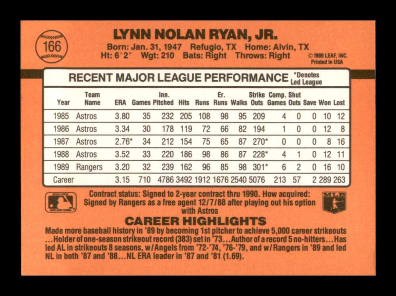 Load image into Gallery viewer, 1990 Donruss Nolan Ryan #166 Image 2
