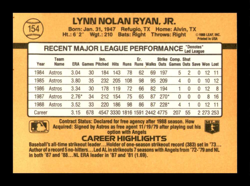 Load image into Gallery viewer, 1989 Donruss Nolan Ryan #154 Image 2
