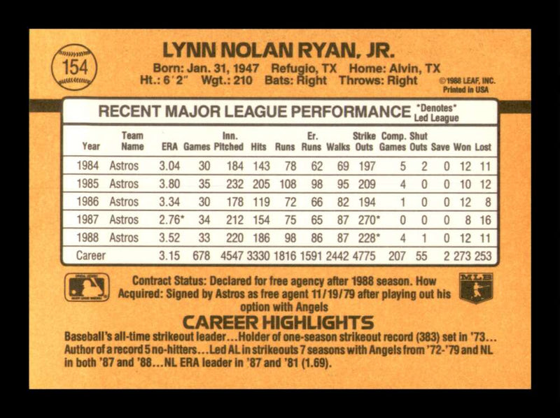 Load image into Gallery viewer, 1989 Donruss Nolan Ryan #154 Image 2
