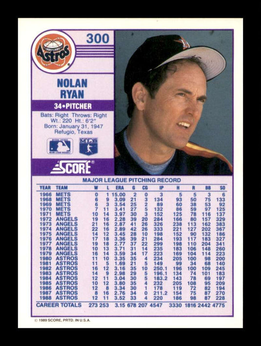 1989 Score Nolan Ryan 