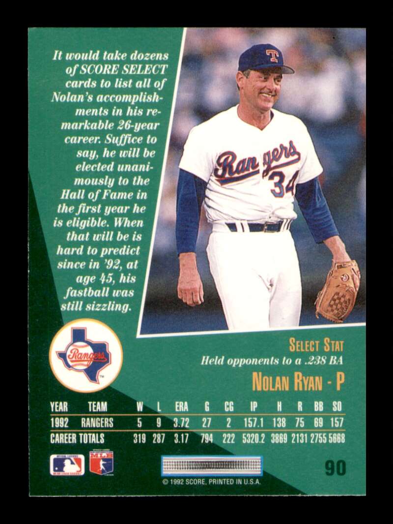 Load image into Gallery viewer, 1992 Score Select Nolan Ryan #90 Image 2
