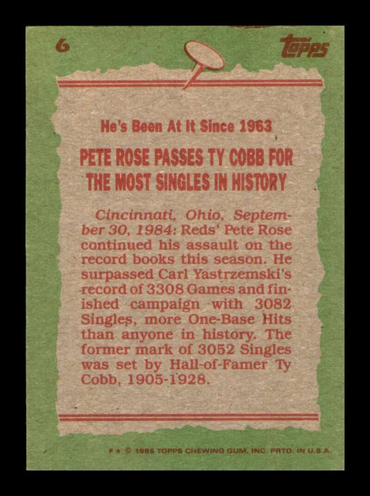 1985 Topps Pete Rose 