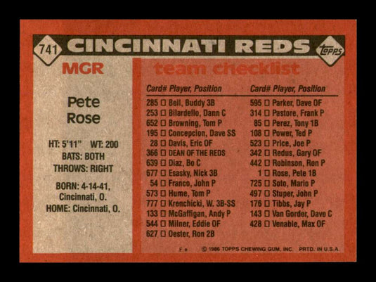 1986 Topps Pete Rose 