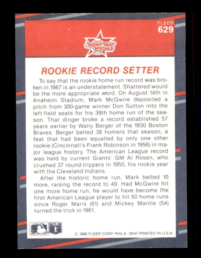 Load image into Gallery viewer, 1988 Fleer Mark McGwire #629 Image 2
