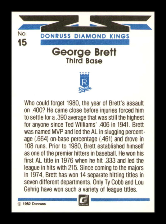 1982 Donruss Diamond Kings George Brett 