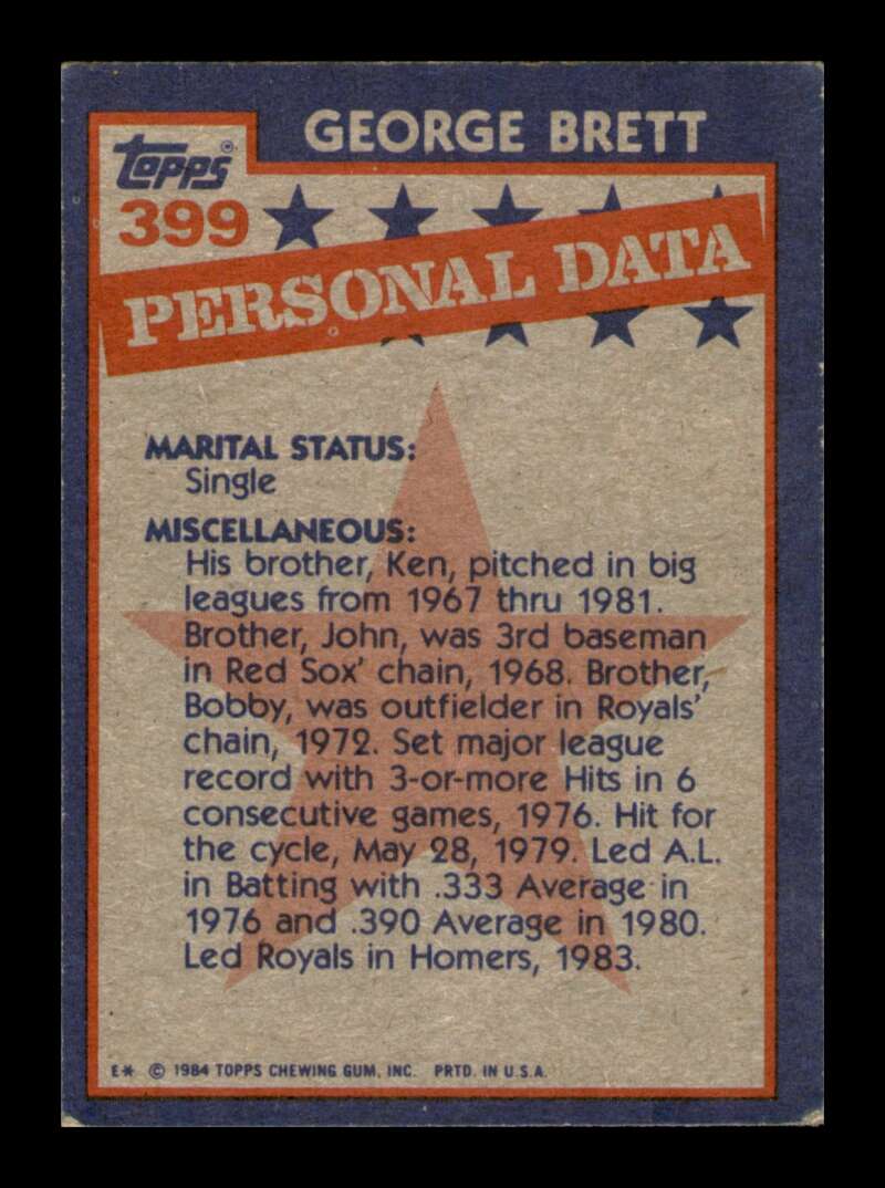 Load image into Gallery viewer, 1984 Topps George Brett #399 Image 2
