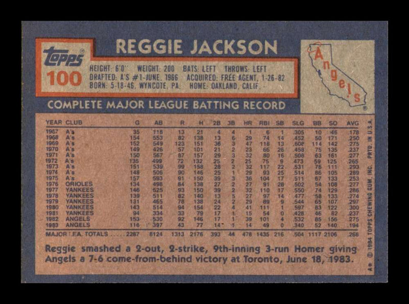 Load image into Gallery viewer, 1984 Topps Reggie Jackson #100 Image 2
