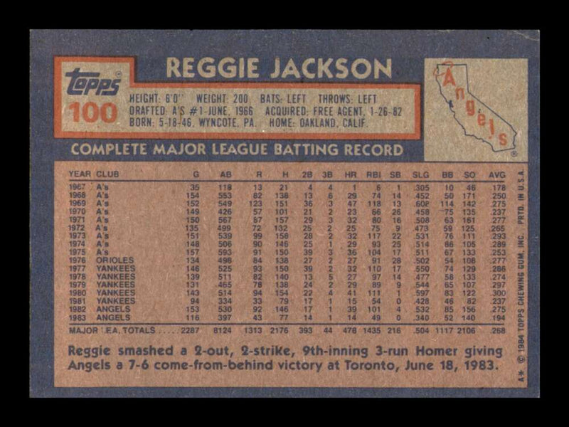 Load image into Gallery viewer, 1984 Topps Reggie Jackson #100 Image 2
