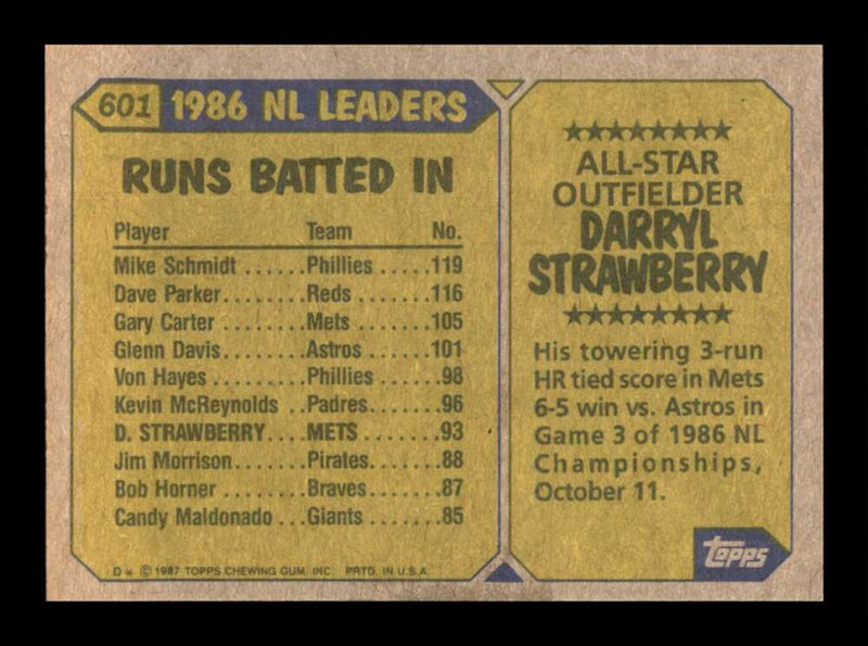 Load image into Gallery viewer, 1987 Topps Darryl Strawberry #601 Image 2
