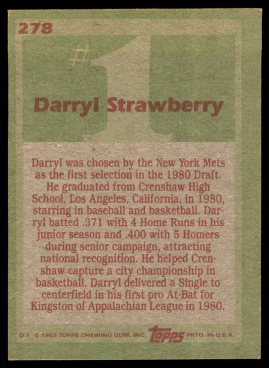 1985 Topps Darryl Strawberry