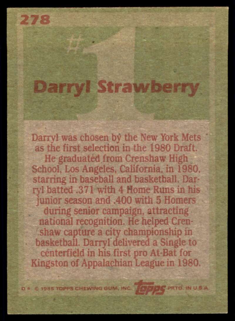 Load image into Gallery viewer, 1985 Topps Darryl Strawberry #278 Image 2
