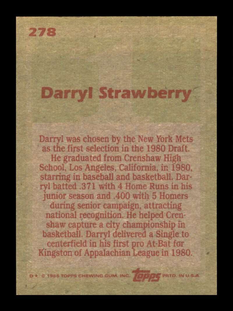 Load image into Gallery viewer, 1985 Topps Darryl Strawberry #278 Image 2
