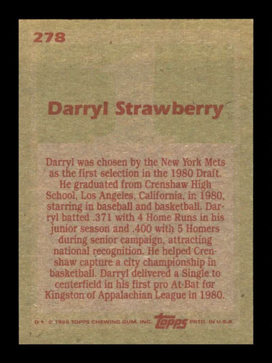 1985 Topps Darryl Strawberry