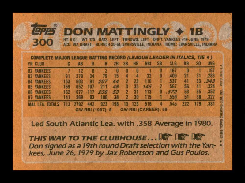 Load image into Gallery viewer, 1988 Topps Don Mattingly #300 Image 2
