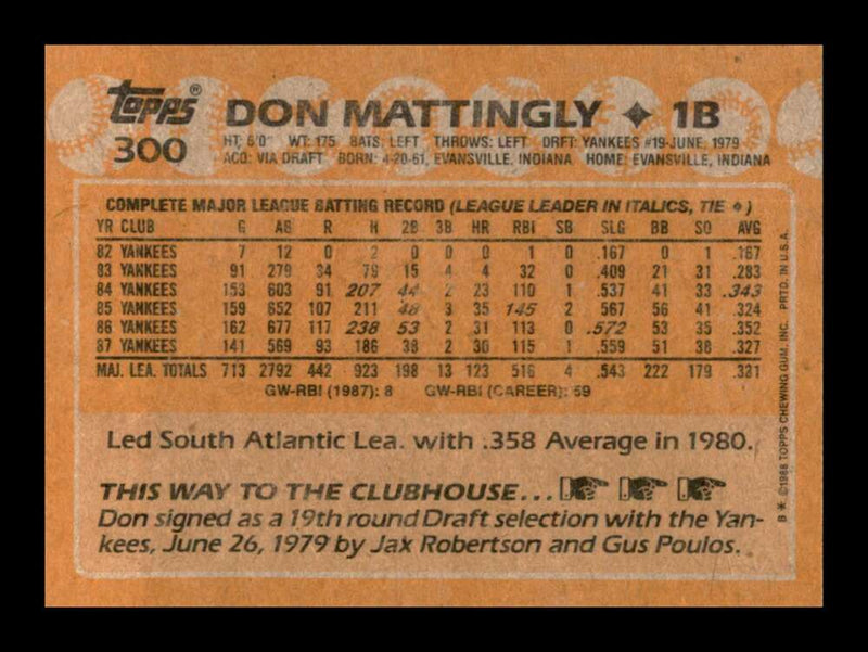 Load image into Gallery viewer, 1988 Topps Don Mattingly #300 Image 2
