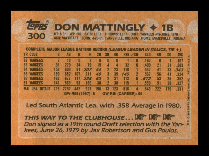 Load image into Gallery viewer, 1988 Topps Don Mattingly #300 Image 2
