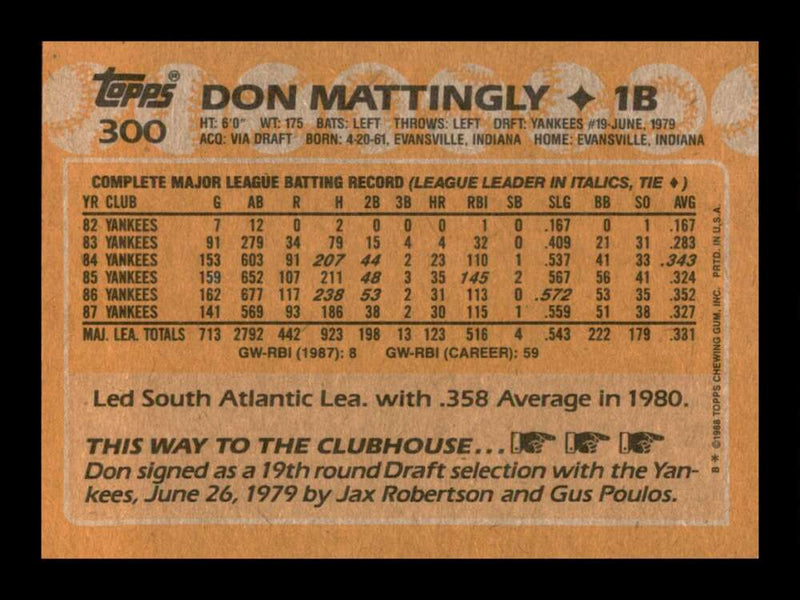 Load image into Gallery viewer, 1988 Topps Don Mattingly #300 Image 2
