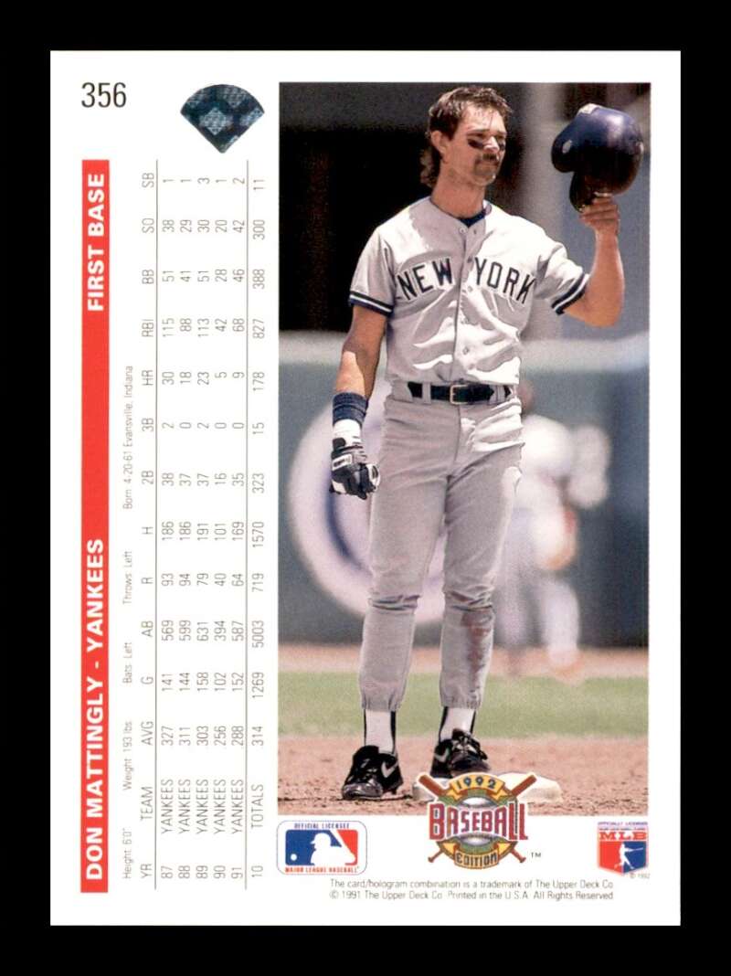 Load image into Gallery viewer, 1992 Upper Deck Don Mattingly #356 Image 2
