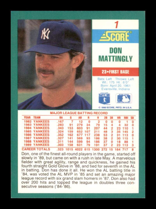 1990 Score Don Mattingly