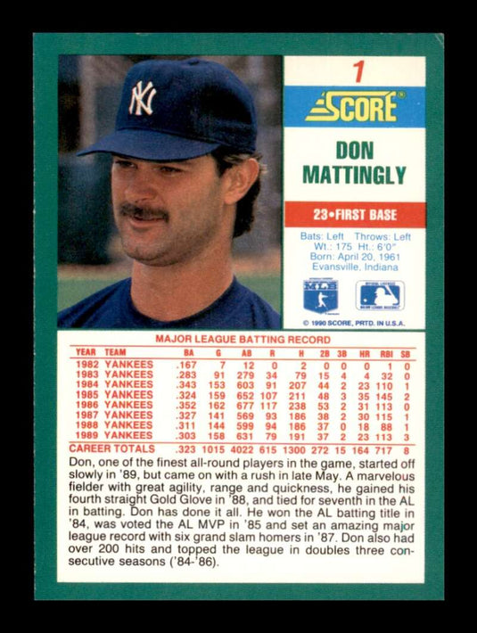 1990 Score Don Mattingly 