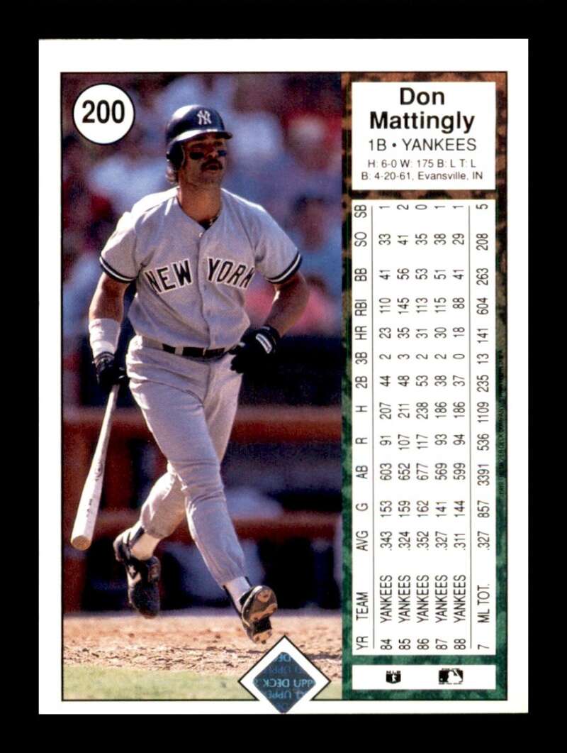 Load image into Gallery viewer, 1989 Upper Deck Don Mattingly #200 New York Yankees Image 2
