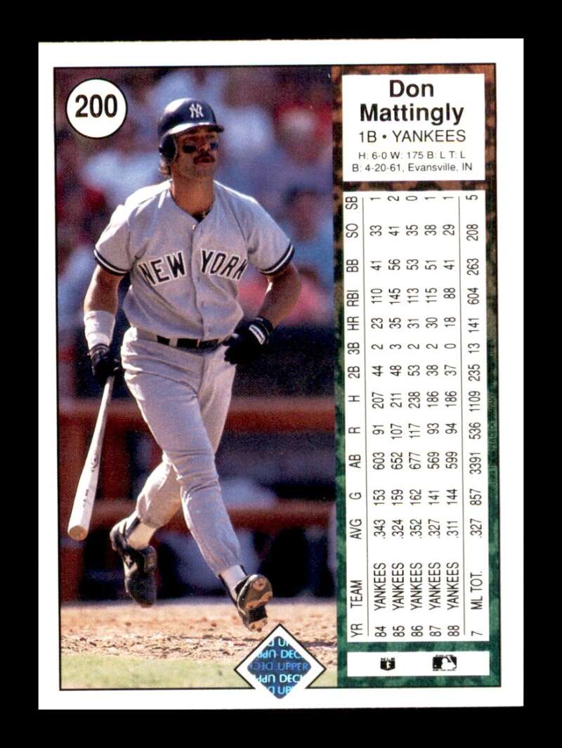 Load image into Gallery viewer, 1989 Upper Deck Don Mattingly #200 New York Yankees Image 2
