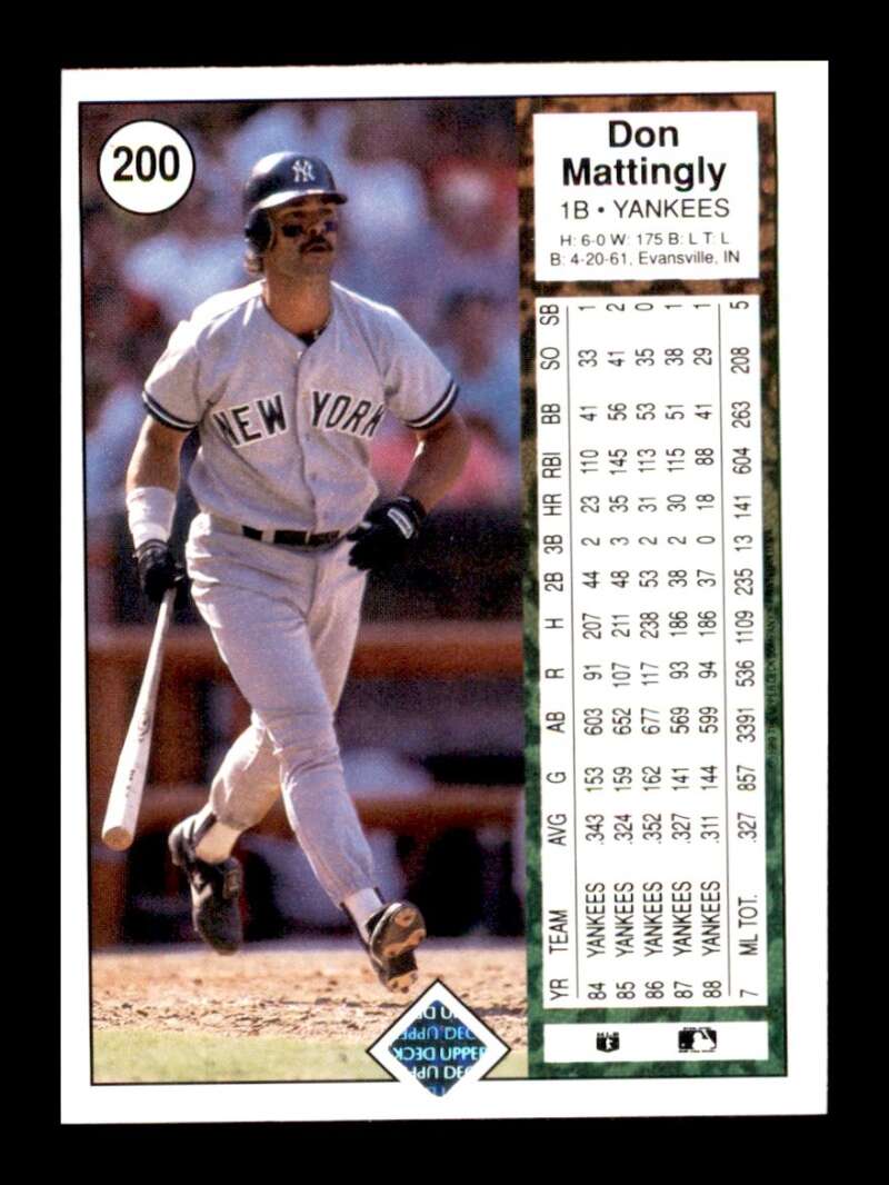 Load image into Gallery viewer, 1989 Upper Deck Don Mattingly #200 New York Yankees Image 2
