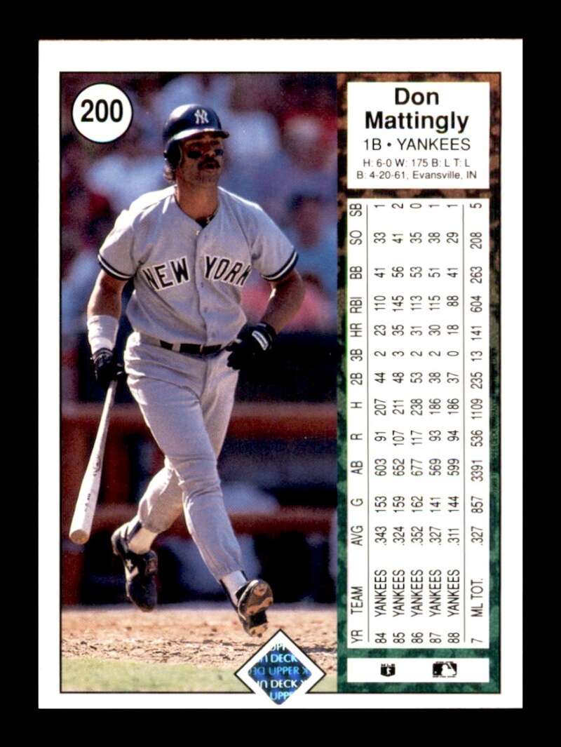 Load image into Gallery viewer, 1989 Upper Deck Don Mattingly #200 New York Yankees Image 2
