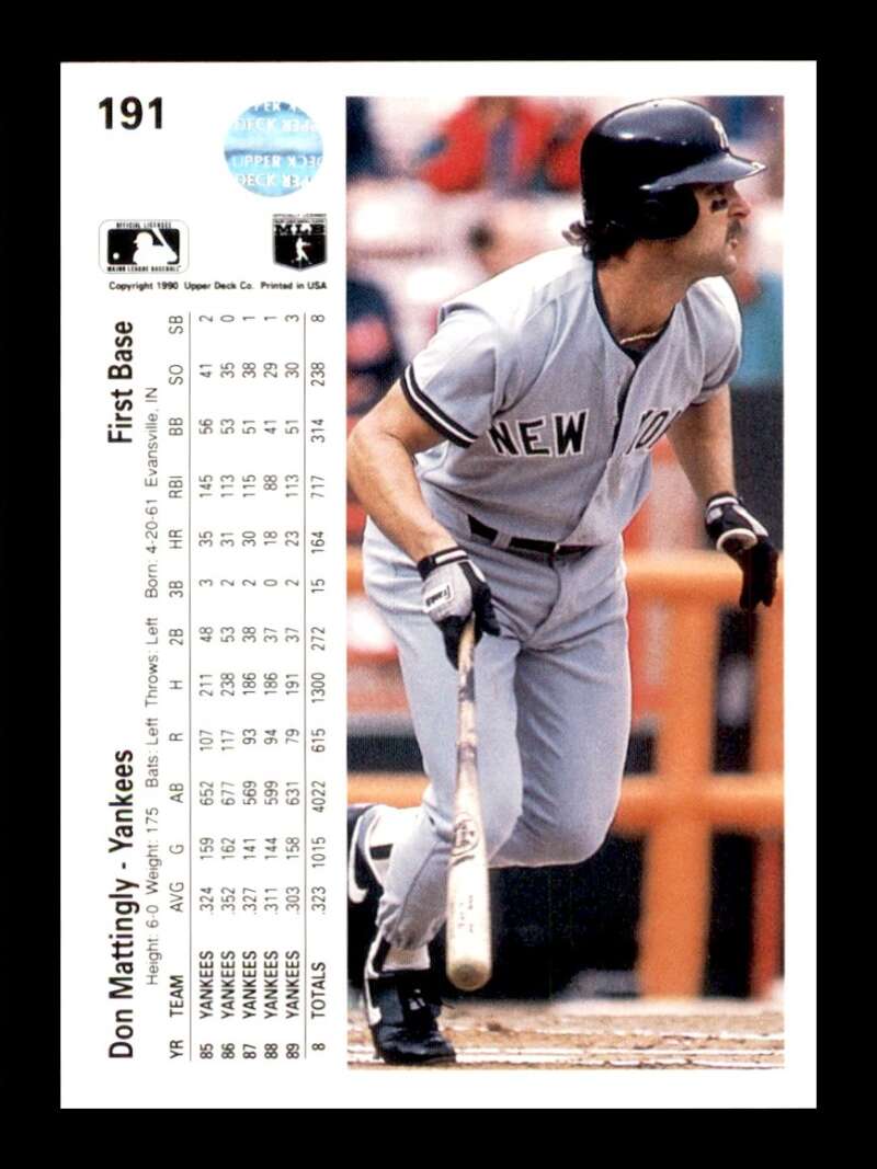 Load image into Gallery viewer, 1990 Upper Deck Don Mattingly #191B New York Yankees Image 2
