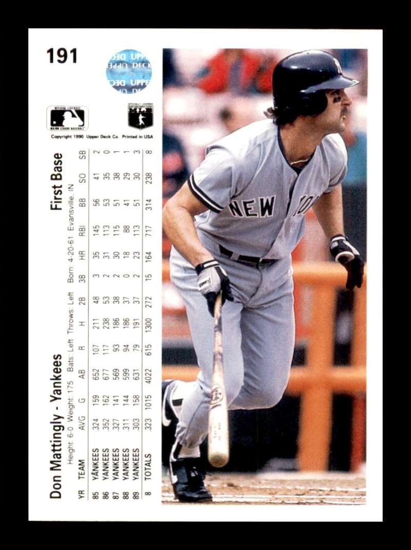 Load image into Gallery viewer, 1990 Upper Deck Don Mattingly #191B New York Yankees Image 2
