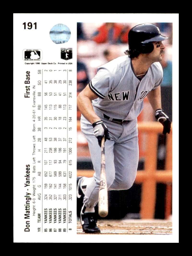 Load image into Gallery viewer, 1990 Upper Deck Don Mattingly #191B New York Yankees Image 2
