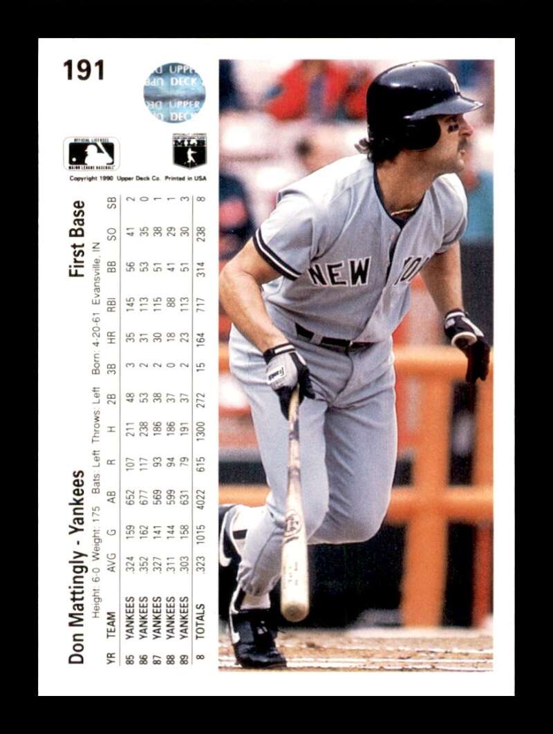 Load image into Gallery viewer, 1990 Upper Deck Don Mattingly #191B New York Yankees Image 2
