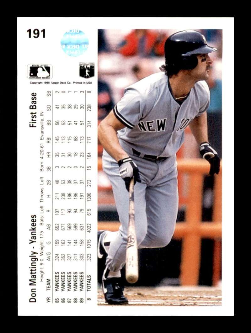 Load image into Gallery viewer, 1990 Upper Deck Don Mattingly #191B New York Yankees Image 2
