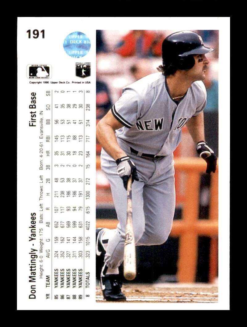 Load image into Gallery viewer, 1990 Upper Deck Don Mattingly #191 New York Yankees Image 2
